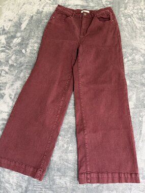OAT New York Womens Wide-Leg Burgundy Denim Pants Size 8/29